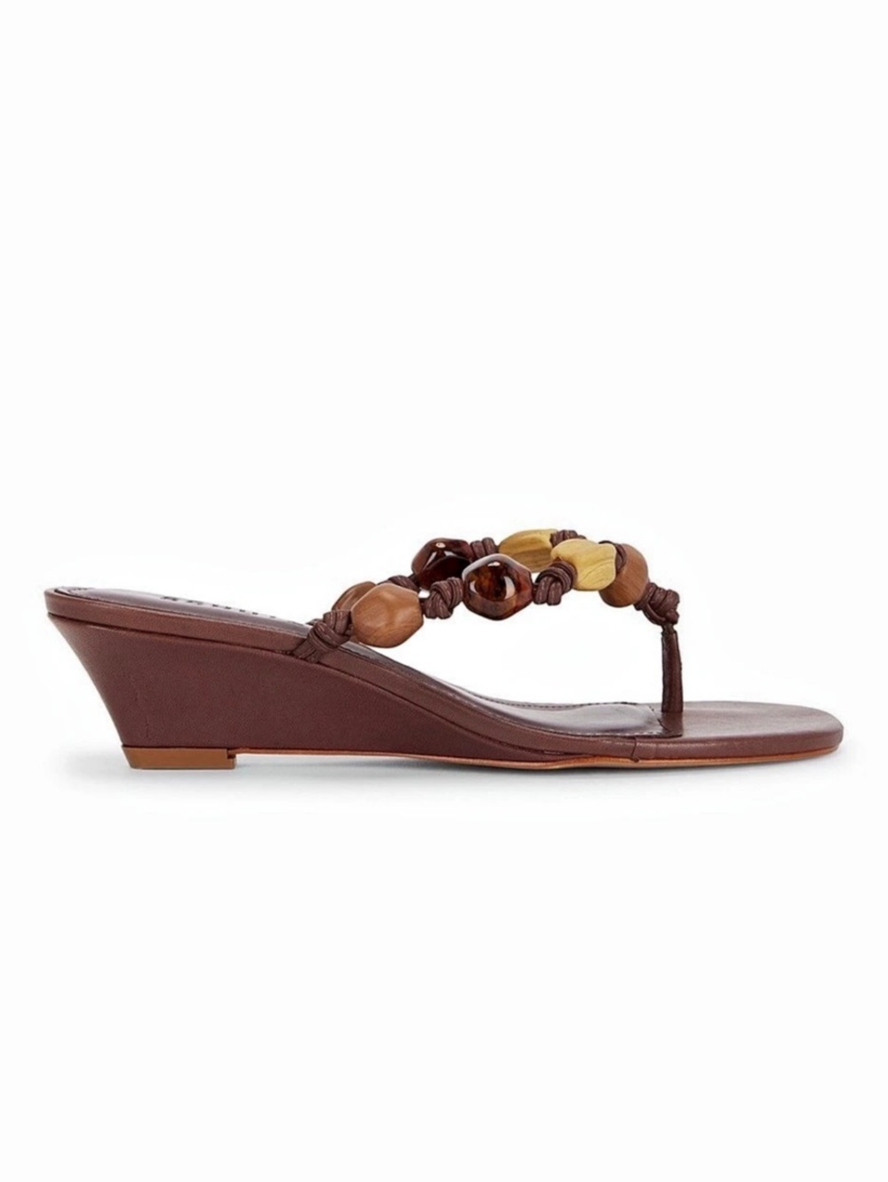 Schutz Brown Beaded Wedge Sandals Like New